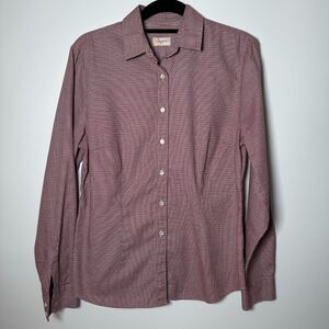 Vintage Ingram Italian Cotton Button Up Shirt Mens 48 Burgundy Geometric EU Made